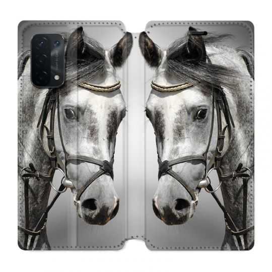 Housse cuir portefeuille Pour Oppo A54 5G / A74 5G Cheval Blanc