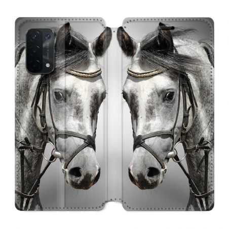 Housse cuir portefeuille Pour Oppo A54 5G / A74 5G Cheval Blanc