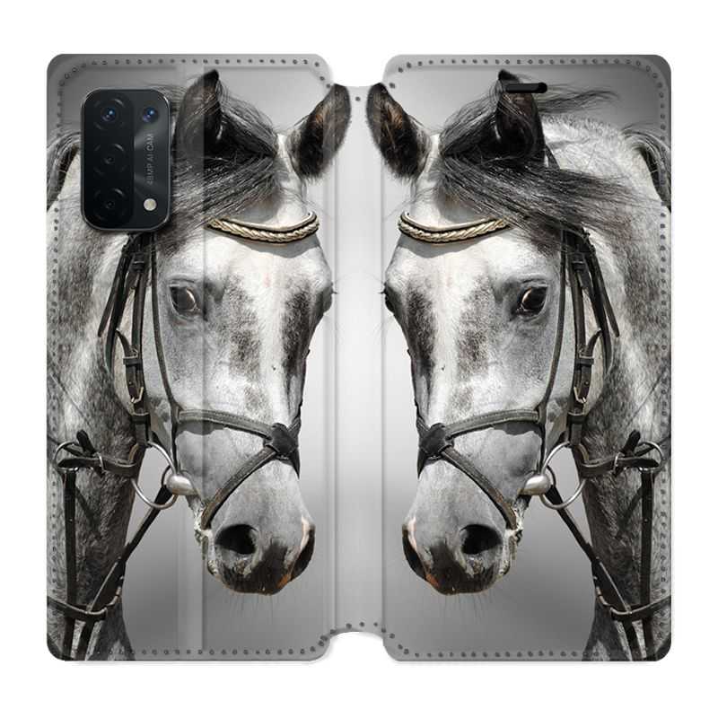 Housse cuir portefeuille Pour Oppo A54 5G / A74 5G Cheval Blanc