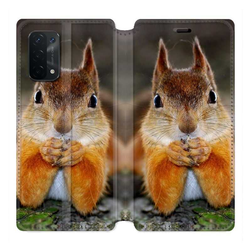Housse cuir portefeuille Pour Oppo A54 5G / A74 5G Ecureuil Face