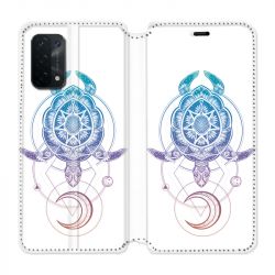 Housse cuir portefeuille Pour Oppo A54 5G / A74 5G Animaux Maori Tortue Color