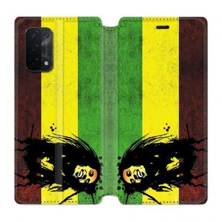 Housse cuir portefeuille Pour Oppo A54 5G / A74 5G Bob Marley Drapeau