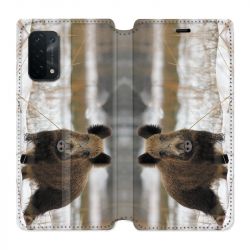 Housse cuir portefeuille Pour Oppo A54 5G / A74 5G Chasse Sanglier Neige
