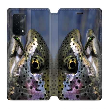 Housse cuir portefeuille Pour Oppo A54 5G / A74 5G Peche Truite