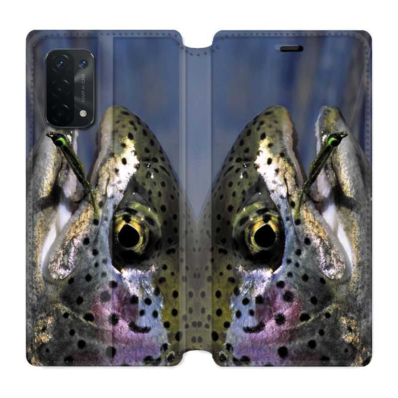 Housse cuir portefeuille Pour Oppo A54 5G / A74 5G Peche Truite