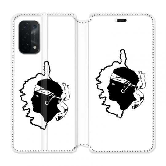 Housse cuir portefeuille Pour Oppo A54 5G / A74 5G Corse Blanc