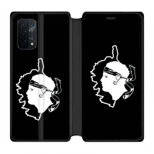 Housse cuir portefeuille Pour Oppo A54 5G / A74 5G Corse Noir