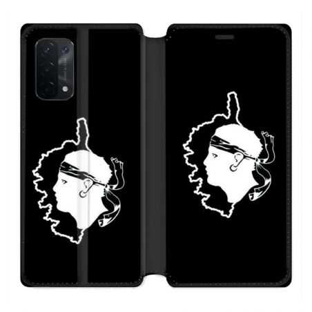 Housse cuir portefeuille Pour Oppo A54 5G / A74 5G Corse Noir