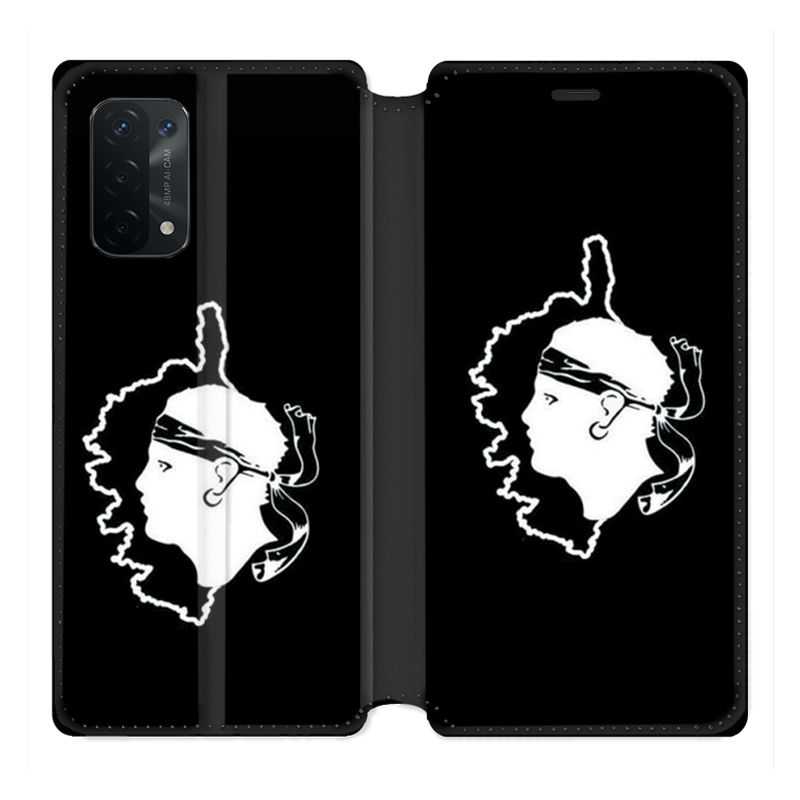 Housse cuir portefeuille Pour Oppo A54 5G / A74 5G Corse Noir