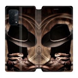 Housse cuir portefeuille Pour Oppo A54 5G / A74 5G Cow Boy Chapeau