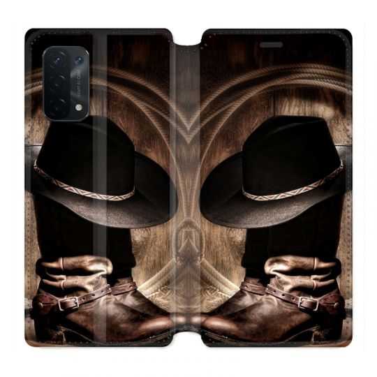 Housse cuir portefeuille Pour Oppo A54 5G / A74 5G Cow Boy Chapeau