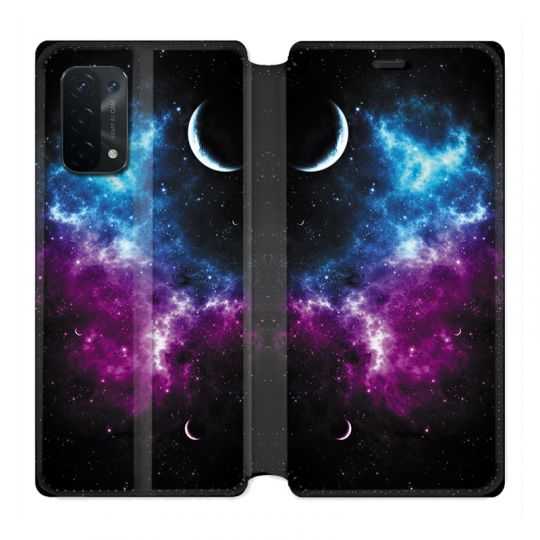 Housse cuir portefeuille Pour Oppo A54 5G / A74 5G Univers Bleu Violet
