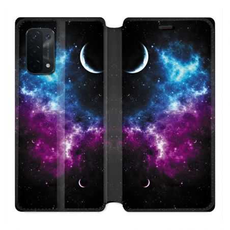 Housse cuir portefeuille Pour Oppo A54 5G / A74 5G Univers Bleu Violet