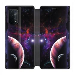 Housse cuir portefeuille Pour Oppo A54 5G / A74 5G Planete Rouge