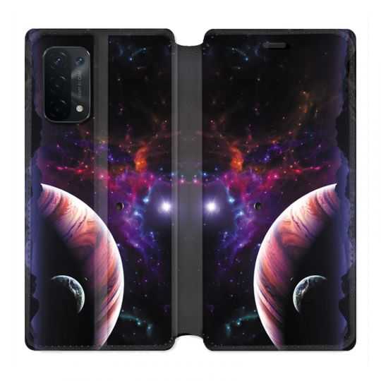 Housse cuir portefeuille Pour Oppo A54 5G / A74 5G Planete Rouge