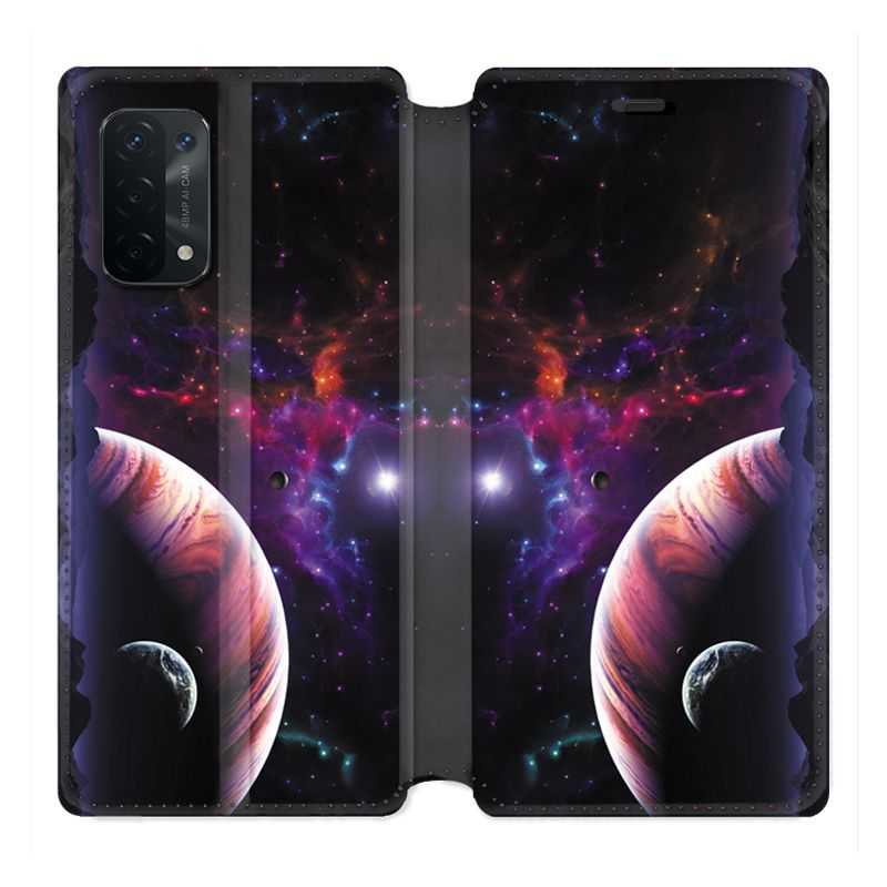 Housse cuir portefeuille Pour Oppo A54 5G / A74 5G Planete Rouge