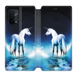 Housse cuir portefeuille Pour Oppo A54 5G / A74 5G Licorne Lune