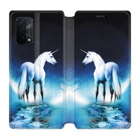 Housse cuir portefeuille Pour Oppo A54 5G / A74 5G Licorne Lune