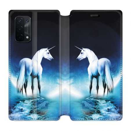 Housse cuir portefeuille Pour Oppo A54 5G / A74 5G Licorne Lune