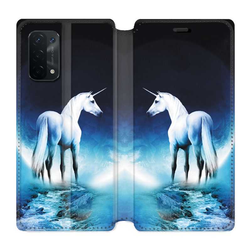 Housse cuir portefeuille Pour Oppo A54 5G / A74 5G Licorne Lune