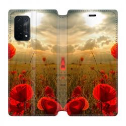 Housse cuir portefeuille Pour Oppo A54 5G / A74 5G Fleur Housse cuir portefeuillelicot