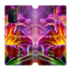 Housse cuir portefeuille Pour Oppo A54 5G / A74 5G Fleur Lys Color