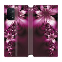 Housse cuir portefeuille Pour Oppo A54 5G / A74 5G Fleur Violette Montante