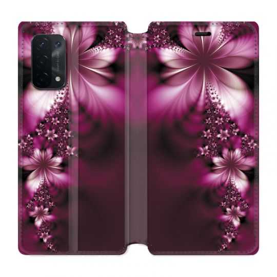 Housse cuir portefeuille Pour Oppo A54 5G / A74 5G Fleur Violette Montante