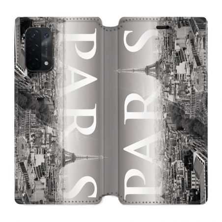 Housse cuir portefeuille Pour Oppo A54 5G / A74 5G France Paris Vintage