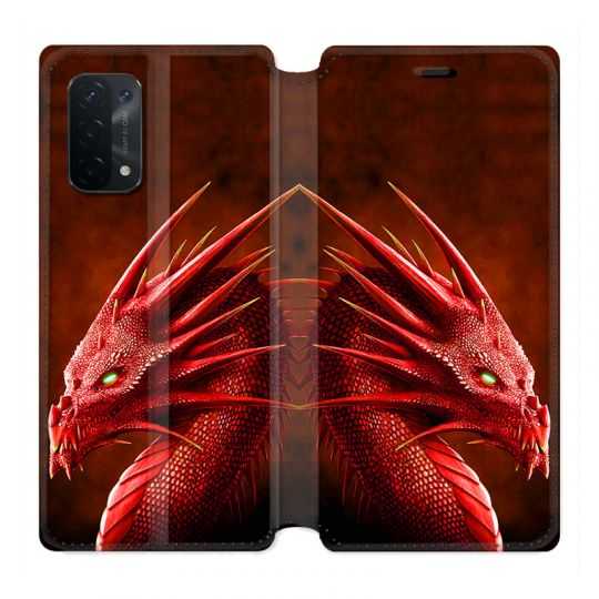Housse cuir portefeuille Pour Oppo A54 5G / A74 5G Dragon Rouge