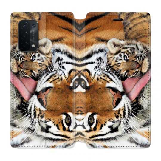 Housse cuir portefeuille Pour Oppo A54 5G / A74 5G Bebe Tigre