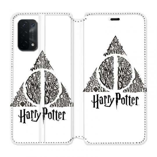 Housse cuir portefeuille Pour Oppo A54 5G / A74 5G WB License Harry Potter Triangle Blanc