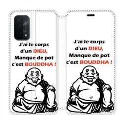 Housse cuir portefeuille Pour Oppo A54 5G / A74 5G Humour Bouddha