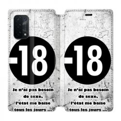 Housse cuir portefeuille Pour Oppo A54 5G / A74 5G Humour 18 Ans