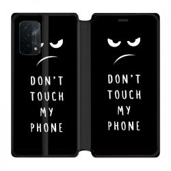 Housse cuir portefeuille Pour Oppo A54 5G / A74 5G Humour Don't Touch