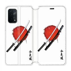 Housse cuir portefeuille Pour Oppo A54 5G / A74 5G Japon Epée