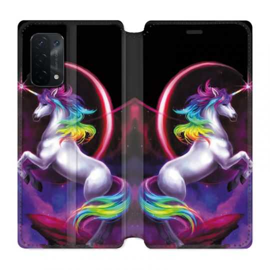 Housse cuir portefeuille Pour Oppo A54 5G / A74 5G Licorne Arc en ciel