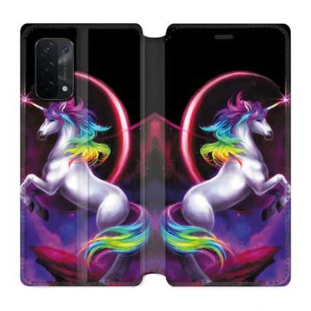 Housse cuir portefeuille Pour Oppo A54 5G / A74 5G Licorne Arc en ciel