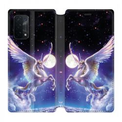 Housse cuir portefeuille Pour Oppo A54 5G / A74 5G Licorne Céleste