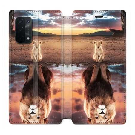 Housse cuir portefeuille Pour Oppo A54 5G / A74 5G Lion Reflet
