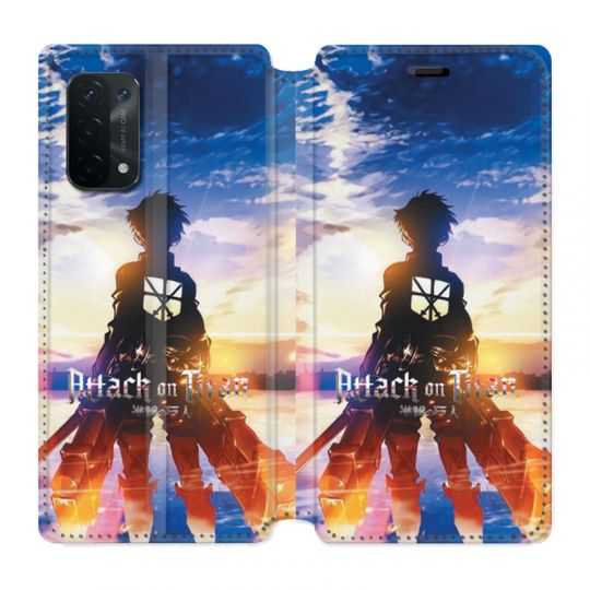 Housse cuir portefeuille Pour Oppo A54 5G / A74 5G Manga Attaque Titans Soleil