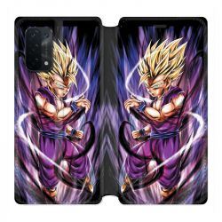Housse cuir portefeuille Pour Oppo A54 5G / A74 5G Manga Dragon Ball Sangohan Violet