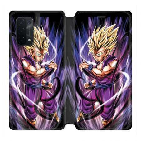 Housse cuir portefeuille Pour Oppo A54 5G / A74 5G Manga Dragon Ball Sangohan Violet