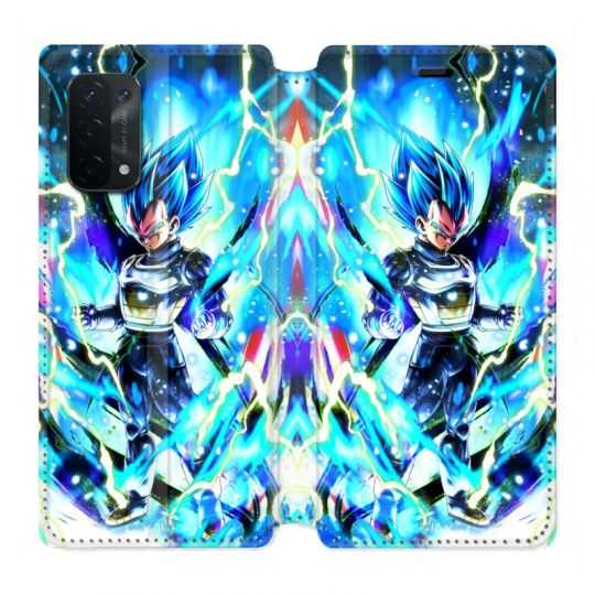 Housse cuir portefeuille Pour Oppo A54 5G / A74 5G Manga Dragon Ball Vegeta Bleu