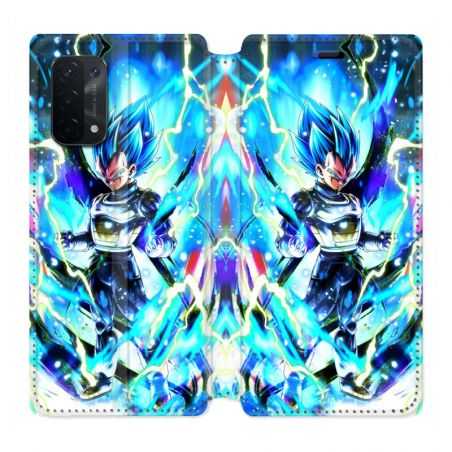 Housse cuir portefeuille Pour Oppo A54 5G / A74 5G Manga Dragon Ball Vegeta Bleu