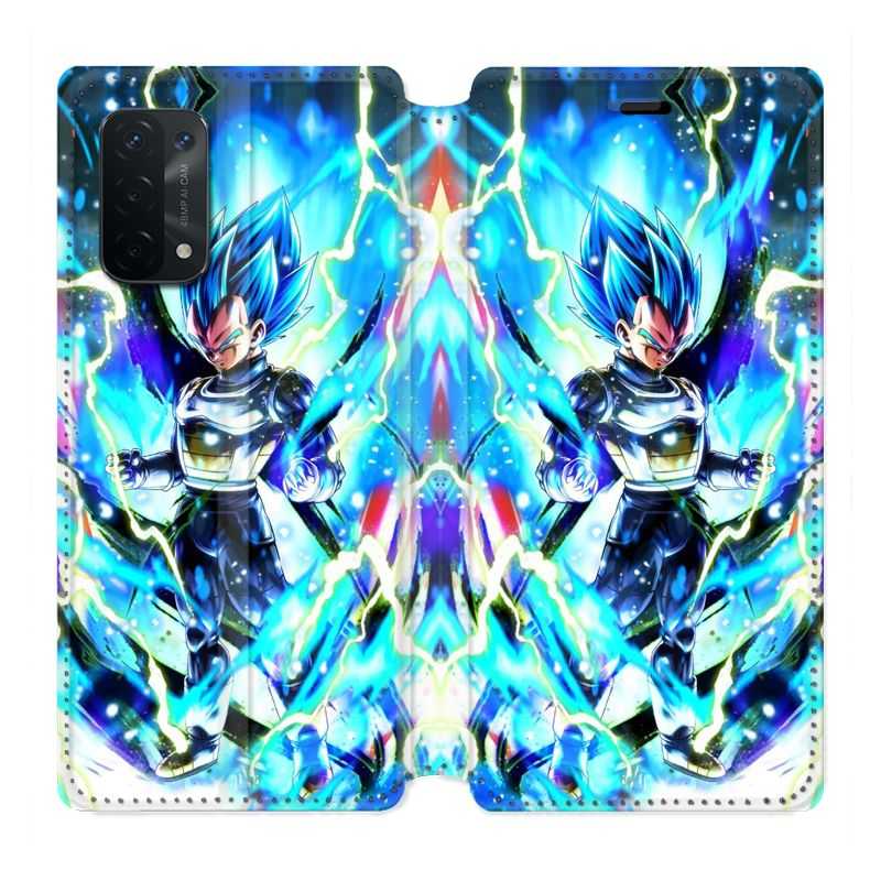 Housse cuir portefeuille Pour Oppo A54 5G / A74 5G Manga Dragon Ball Vegeta Bleu