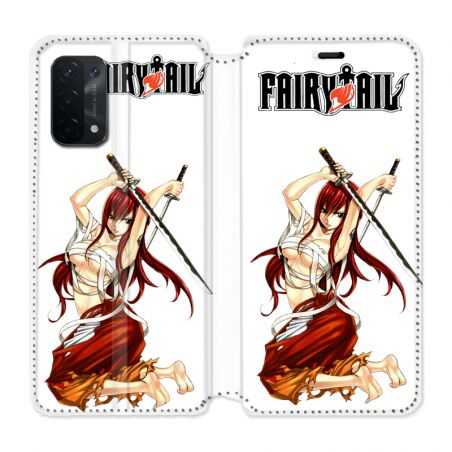 Housse cuir portefeuille Pour Oppo A54 5G / A74 5G Manga Fairy Tail Erza