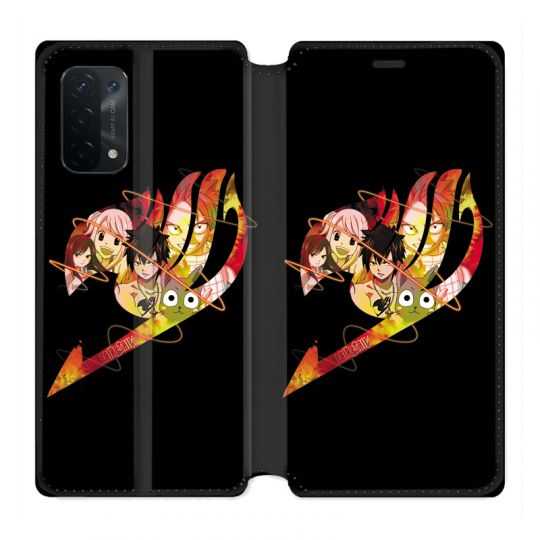 Housse cuir portefeuille Pour Oppo A54 5G / A74 5G Manga Fairy Tail Logo Noir