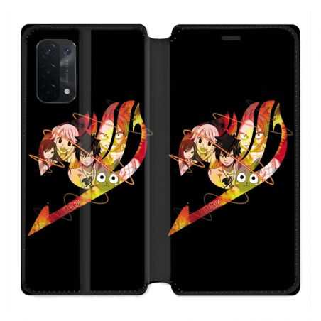 Housse cuir portefeuille Pour Oppo A54 5G / A74 5G Manga Fairy Tail Logo Noir