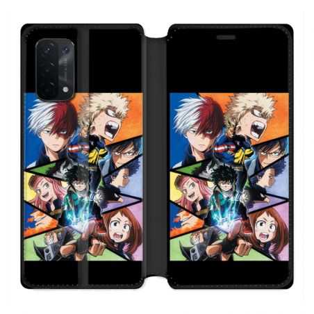 Housse cuir portefeuille Pour Oppo A54 5G / A74 5G Manga My Hero Academia Noir